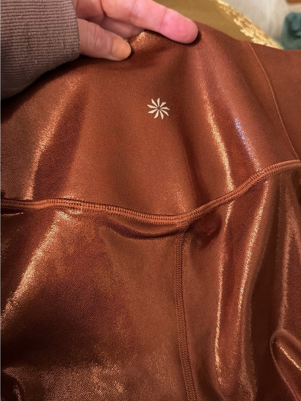 Athleta Shiny Copper-Like Leggings - Picture 3 of 5